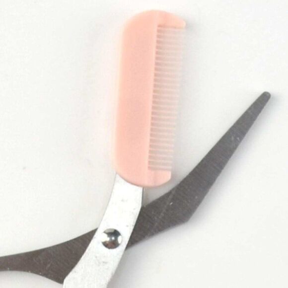 New! Lady's Eyebrow Stainless Steel Scissor Trimmer W/Comb Hair Removal Grooming - Picture 2 of 3